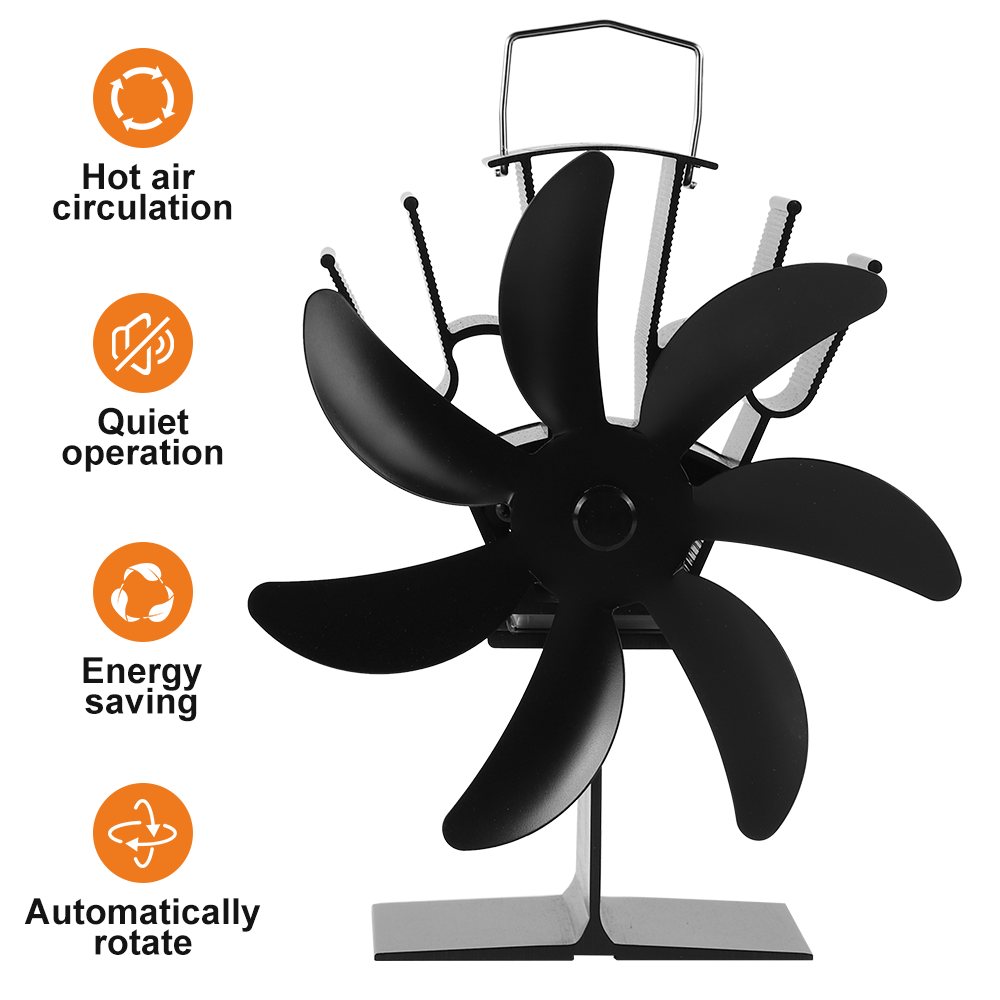 7 Blade Stove Fireplace Fan-Eco Heat Powered for Wood/Log Burner Silent HOTSALE