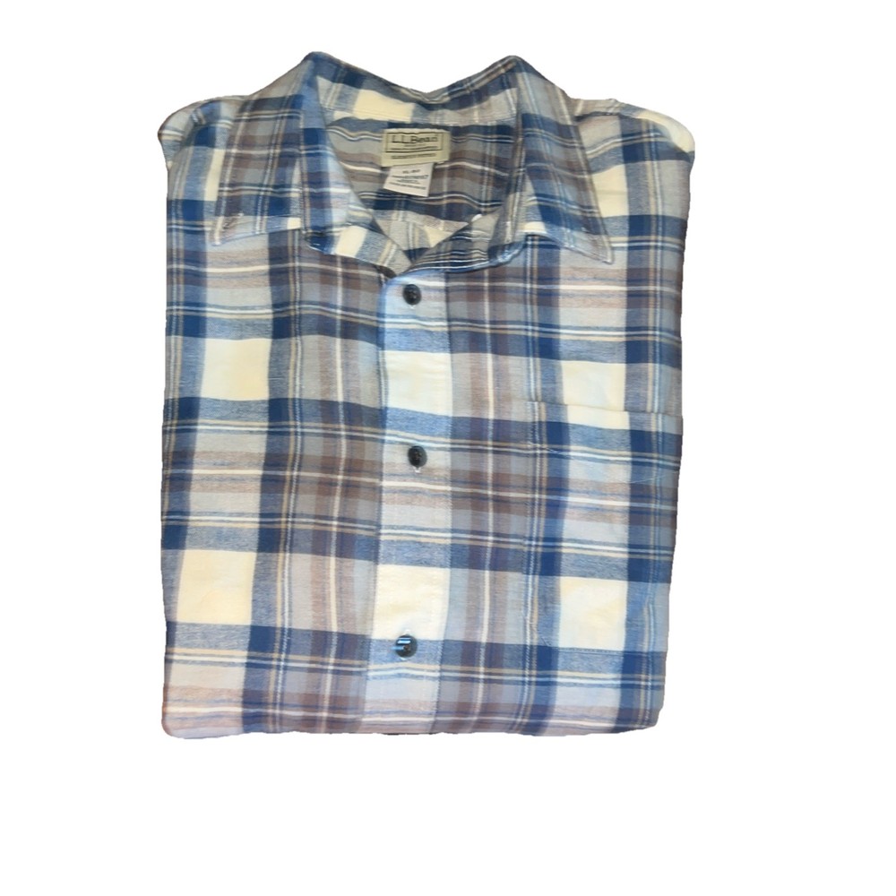 LL Bean Scotch Plaid Flannel Shirt Ultra Soft XL Long Sleeve Slightly Fitted