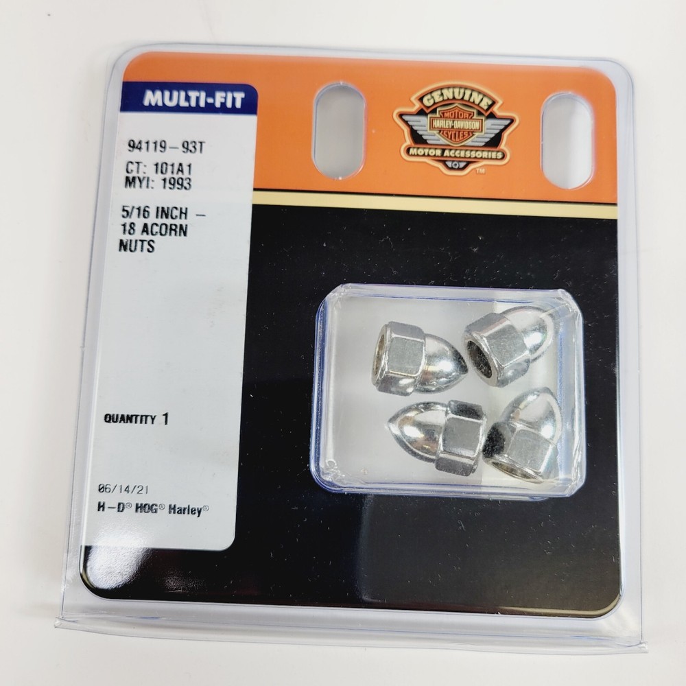 Harley Davidson License Plate Mount Acorn Nuts 94119-93T Chrome 5/16ths - 18