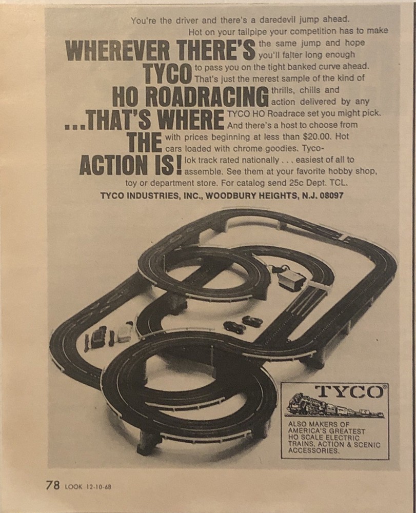 1968 Tyco HO Roadrace PRINT AD Slot Car Racing Racetrack Race Track VTG 1960s