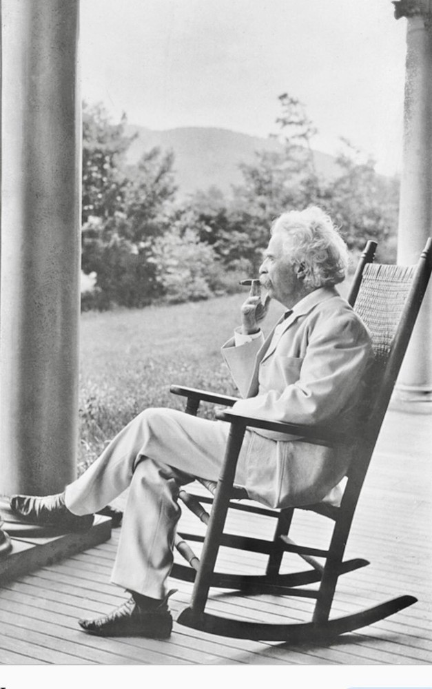 Mark Twain Samuel Clemens Black and White 8x10 Photo on Rocking Chair
