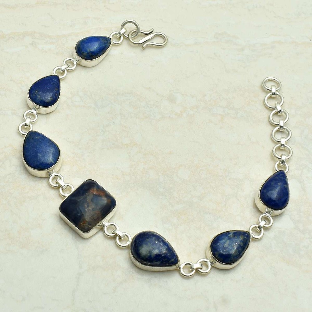 Sodalite Lapis Lazuli Gemstone Ethnic Handmade Bracelet Jewelry 21 Gms AB 51275