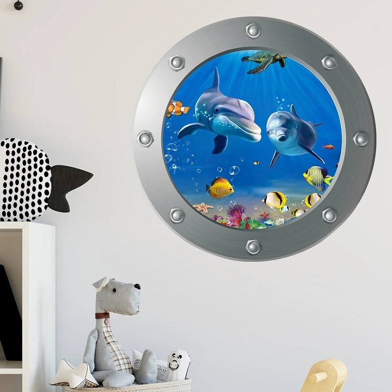 3D Sea Scenery Animal Decal Removable Vinyl Arts Bathroom Toilet Seat Lid Decor