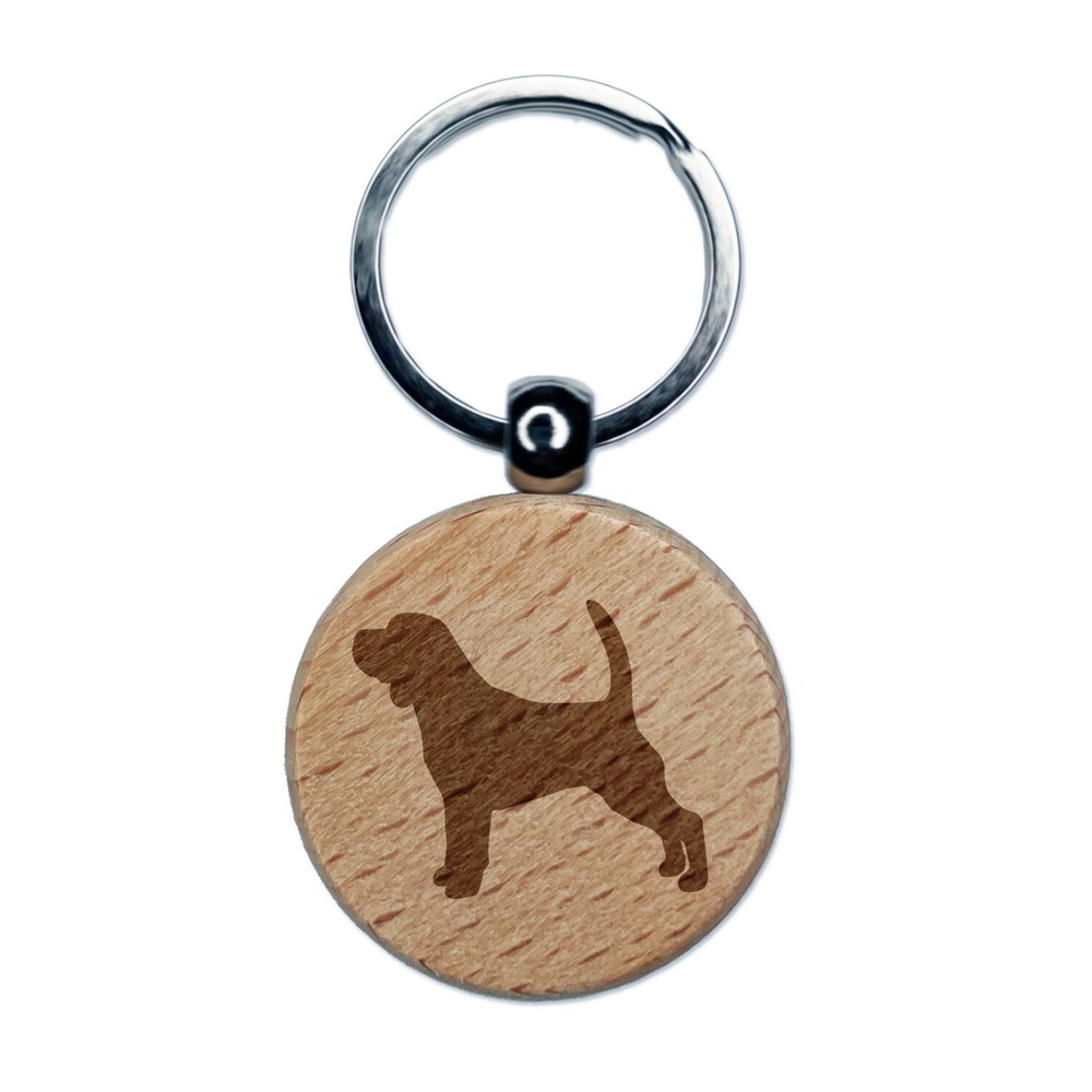 Engraved Beagle Dog Wooden Keychain Charm
