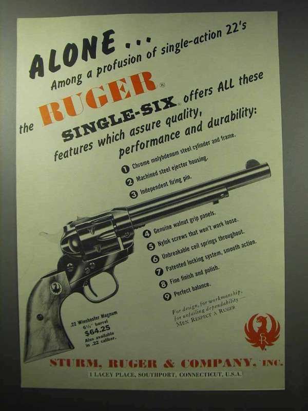 1960 Ruger Single-Six Revolver Ad - Among a Profusion