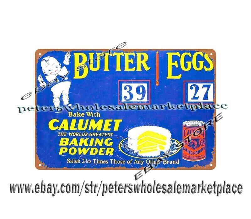 calumet baking powder butter eggs metal tin sign metal wall decor living room