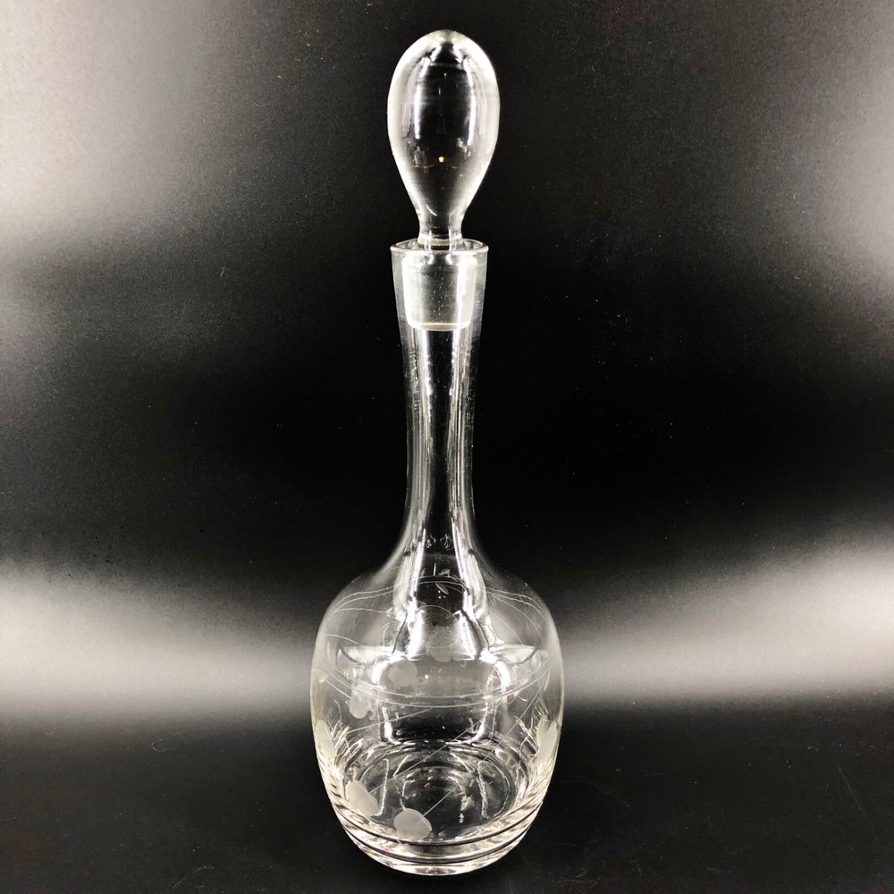 Toscany Hand Blown Hand Cut Crystal Wine Decanter & Stopper Tall 15” Barware