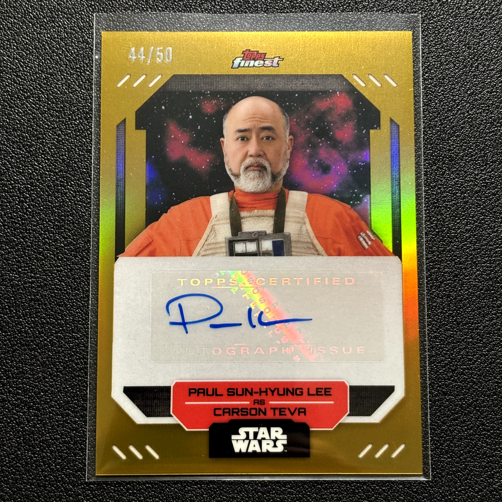 2023 Topps Finest Star Wars Auto Gold /50 FA-PL Carson Teva Paul Sun Hyung Lee