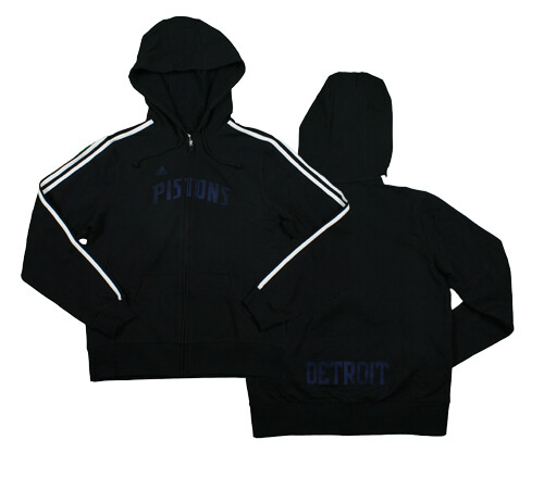 Detroit Pistons NBA Basketball Womens Adidas Full Zip Hoodie, Black