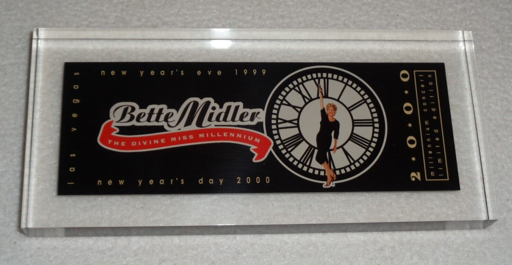 Bette Midler 2000 Millennium Concert Limited Edition Lucite Concert Ticket
