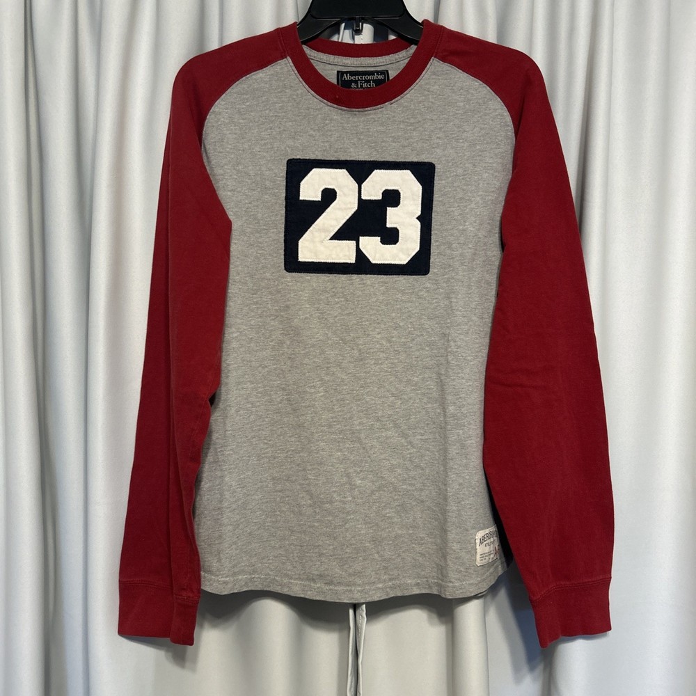 Vintage Y2K Mens Long Sleeve Ringer Tee with 3D Patch by Abercrombie & Fitch-image