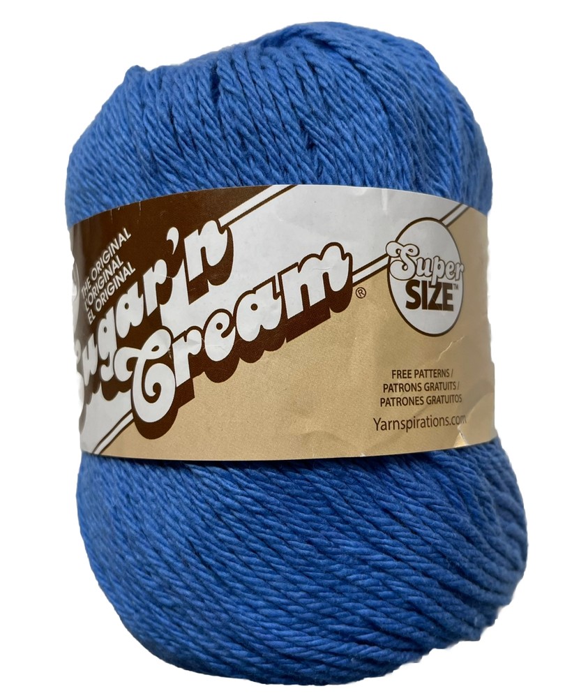 Lily Sugar'n Cream Super Size Cotton Yarn in Blueberry 4 oz