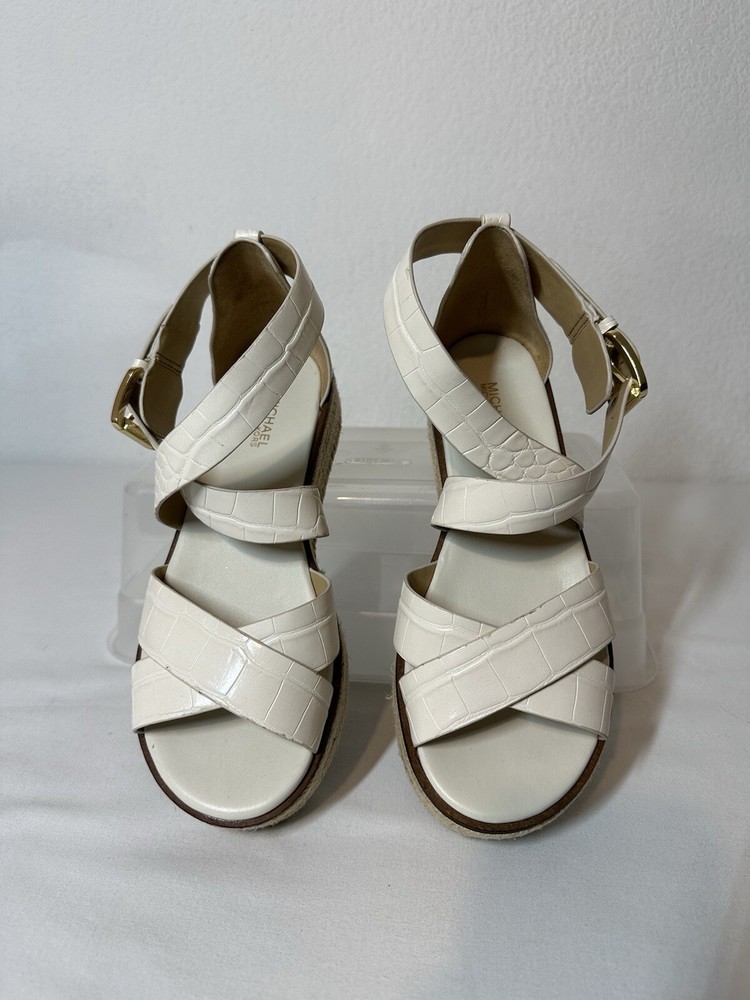 MICHAEL KORS Womens 8M Beige Darby Espadrille Platform Wedge Sandal