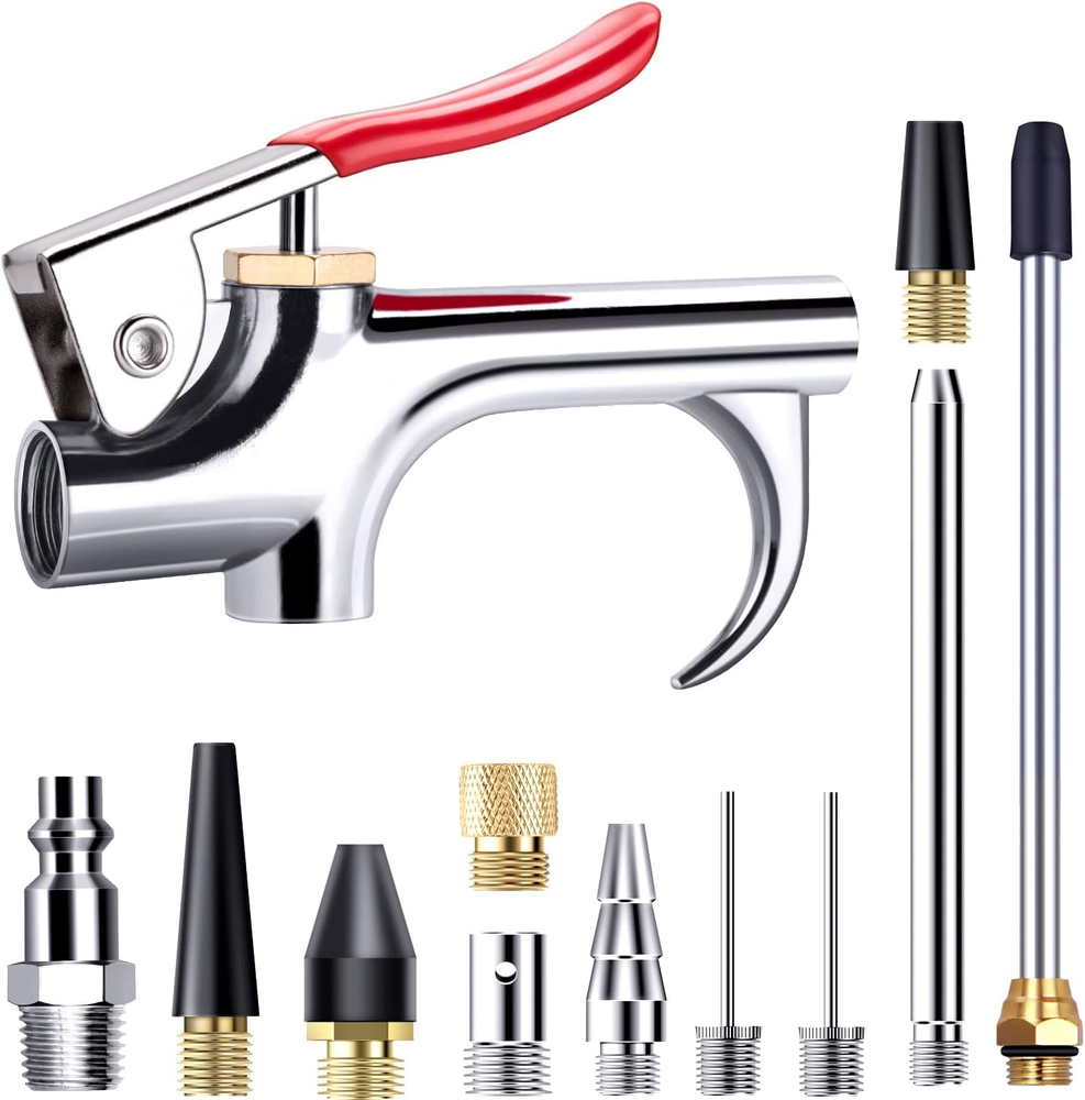 13 Pcs 2-Way Connection Air Nozzle Blow Gun Set, Air Nozzle Kit with 1/4 in Stan