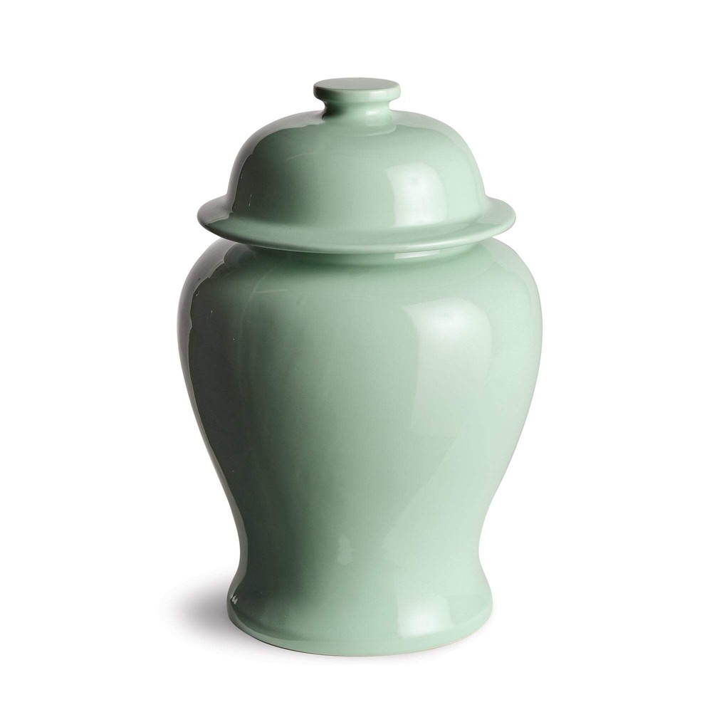 Lili Green Ceramic Wide Lidded Ginger Jar, Small