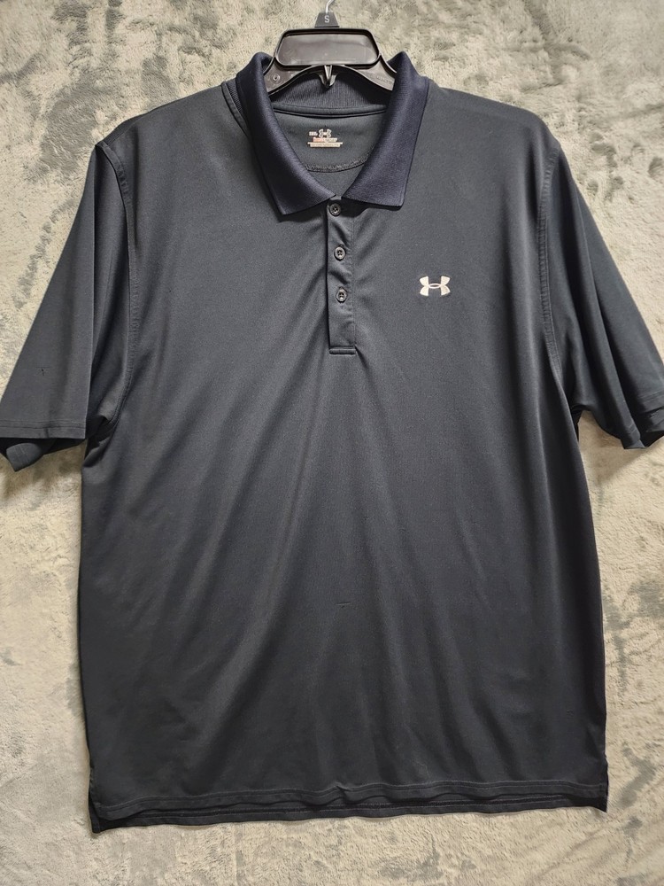 Under Armour HeatGear Men's XXL Black Polo Shirt Short Sleeve Polyester Blend