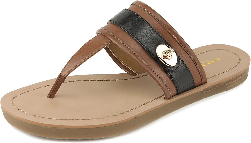 Coach Women's Eileen Sandal, Saddle/Black, Size: 6.5 M