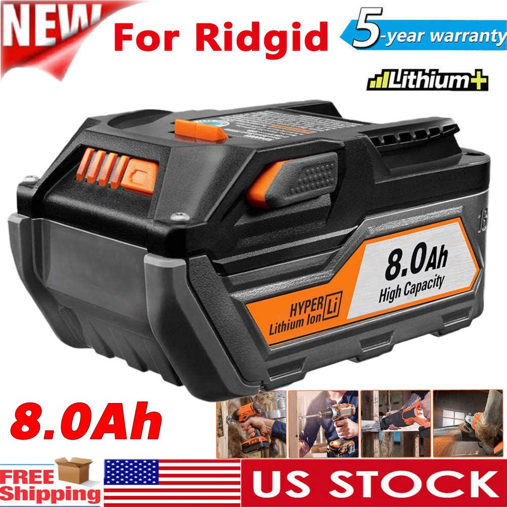 For RIDGID 18 VOLT LITHIUM 8000mAh HIGH CAPACITY BATTERY R840087 R840085 R840089