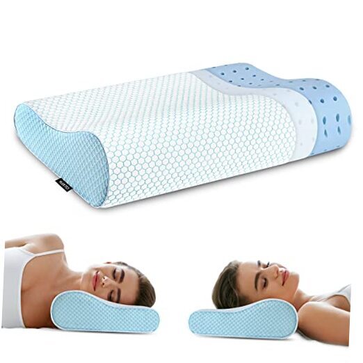 Memory Foam Pillows Neck Pillow Bed Pillow for Queen(23.6*14*4.9inches) Blue