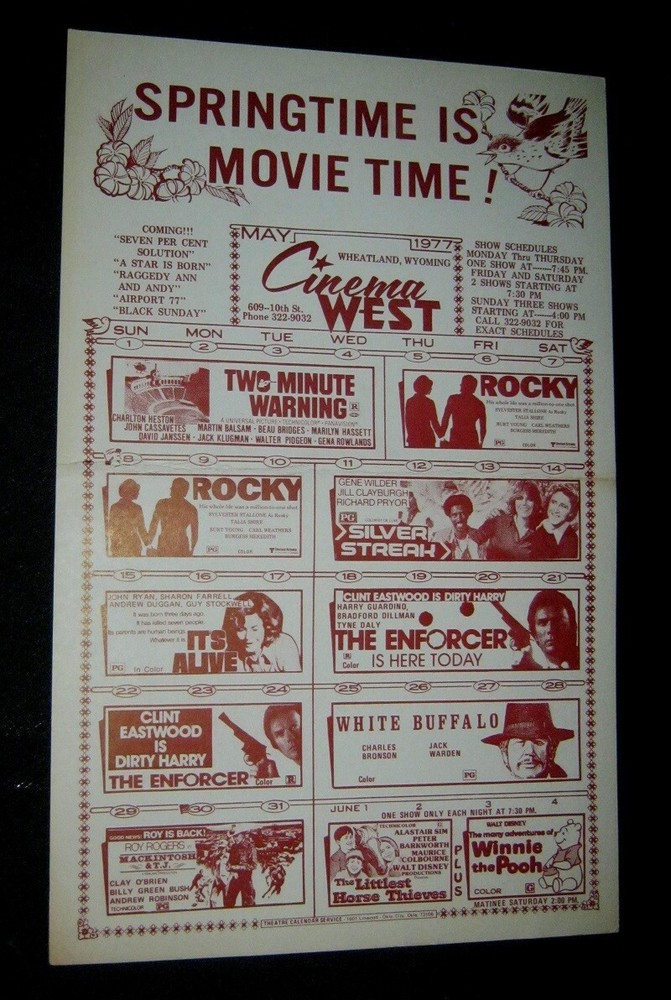 Wheatland Wyoming ROCKY It's Alive EASTWOOD DIRTY HARRY ENFORCER Silver Streak