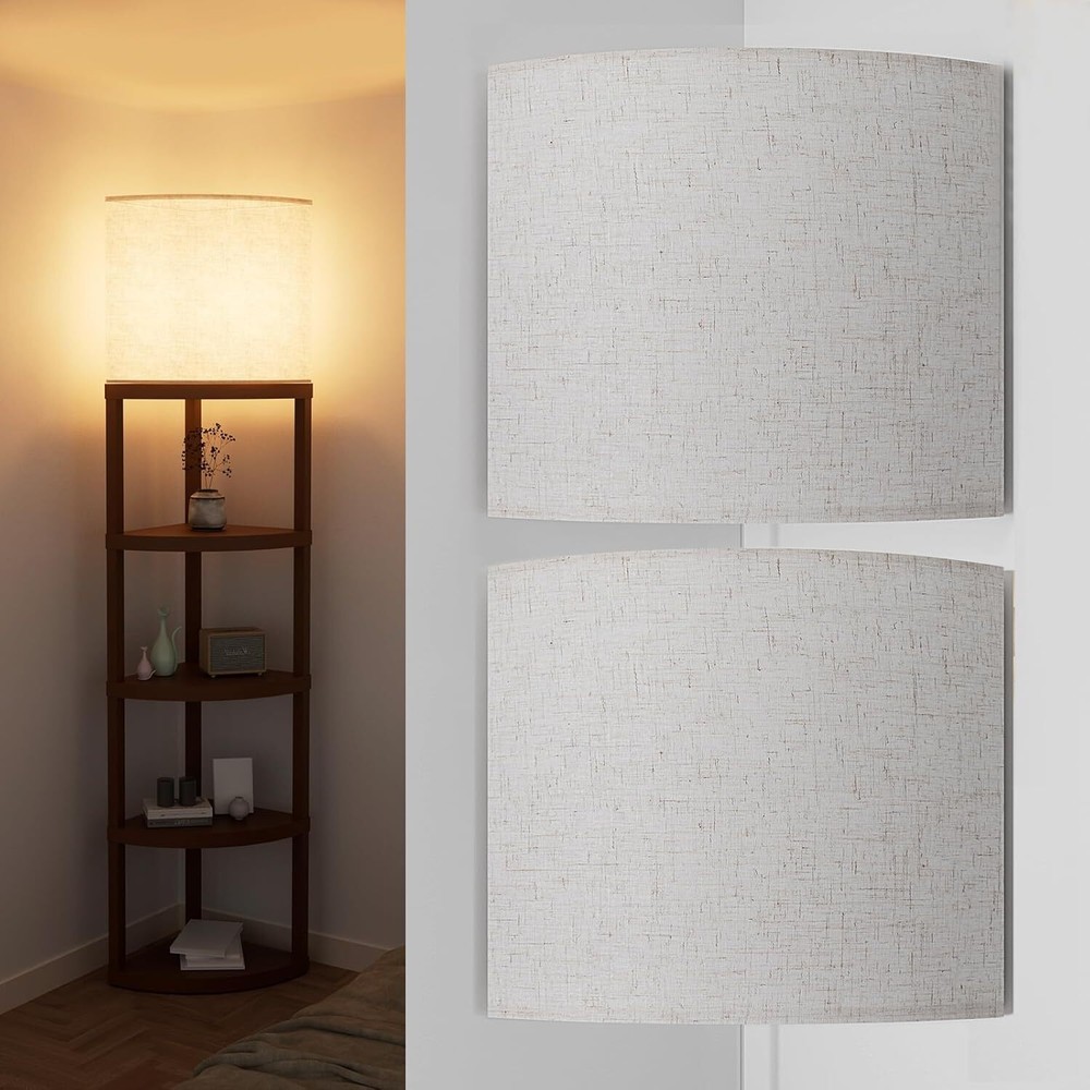 Corner Wall Sconces Set of Two, Light for Shelf, Desk, White