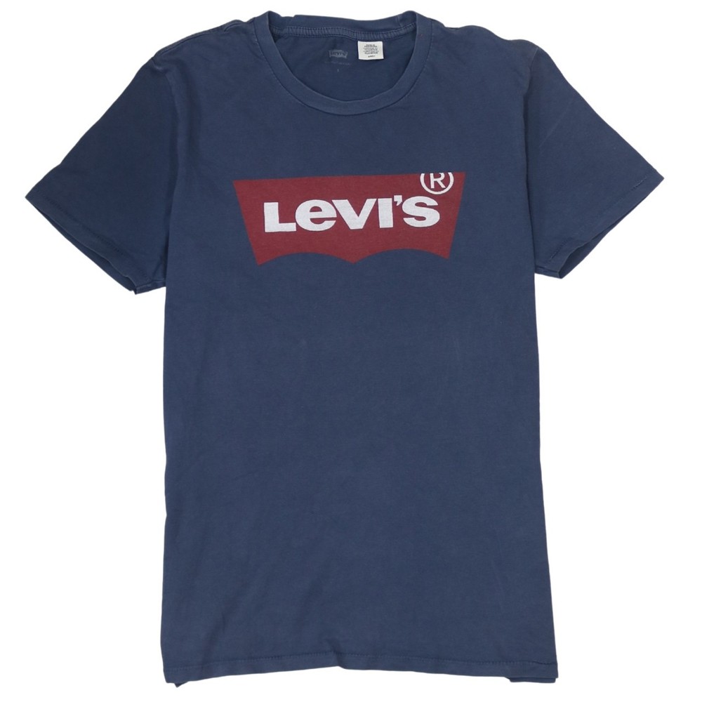 Levis Mens T Shirt Navy Blue Cotton Batwing Logo Graphic Print Crewneck Tee S