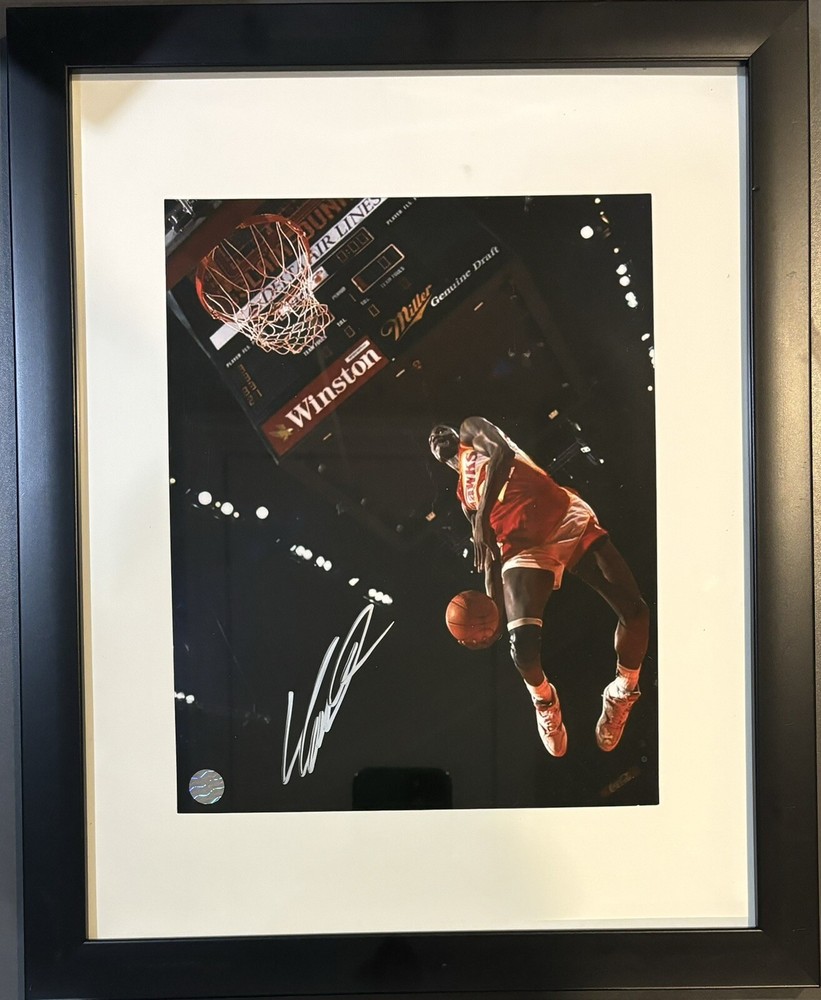 Dominique Wilkins Signed & Framed Autographed 8x10 Photo Atlanta Hawks HOF 11x14