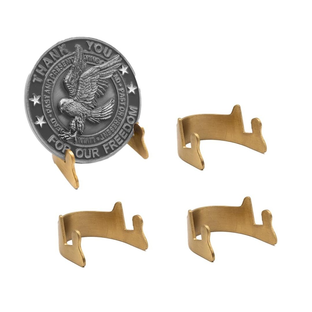 Challenge Coin Holder Brass Metal Military Coin Display Stand Matte, Holder f...