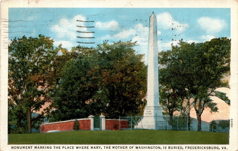 MARY, MOTHER OF WASHINGTON, GRAVE, FREDERICKSBURG, VA Postcard