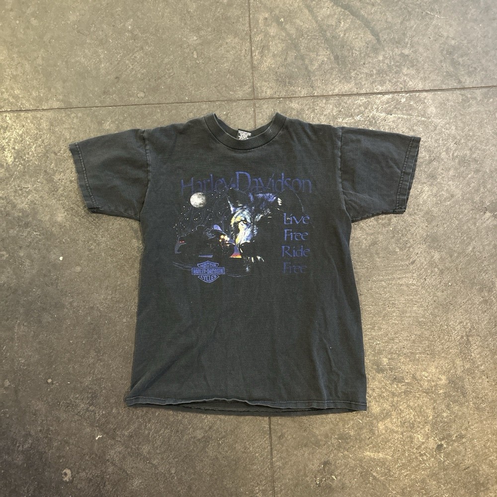 VTG Harley Davidson Graphic T-Shirt “Live Free Ride Free” Size M