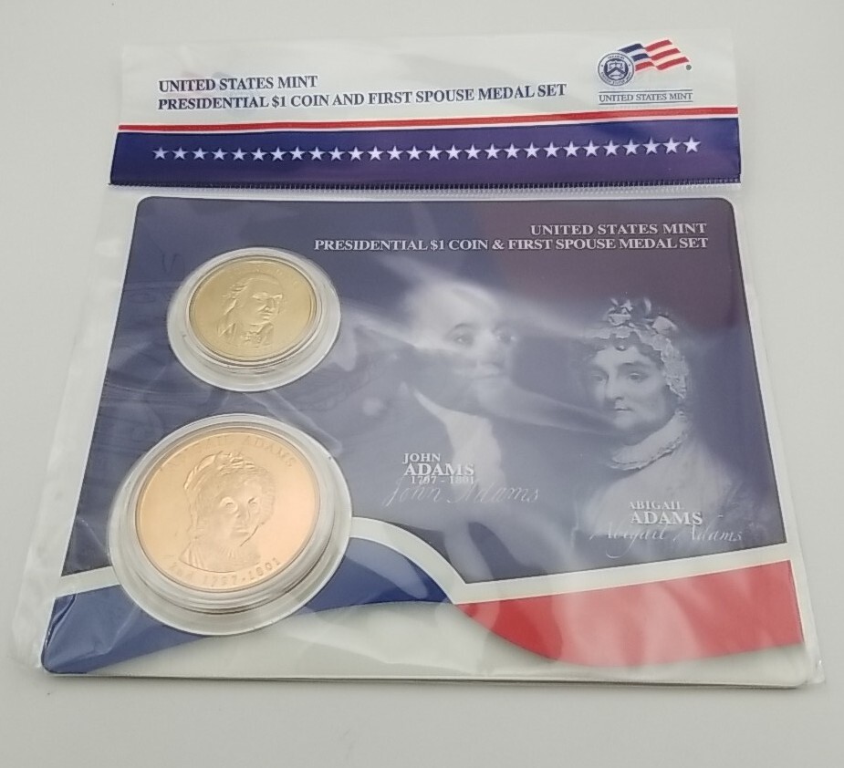 U.S. Mint Presidential $1 Coin and Spouse Medal Set: John & Abagail Adams #0653-image