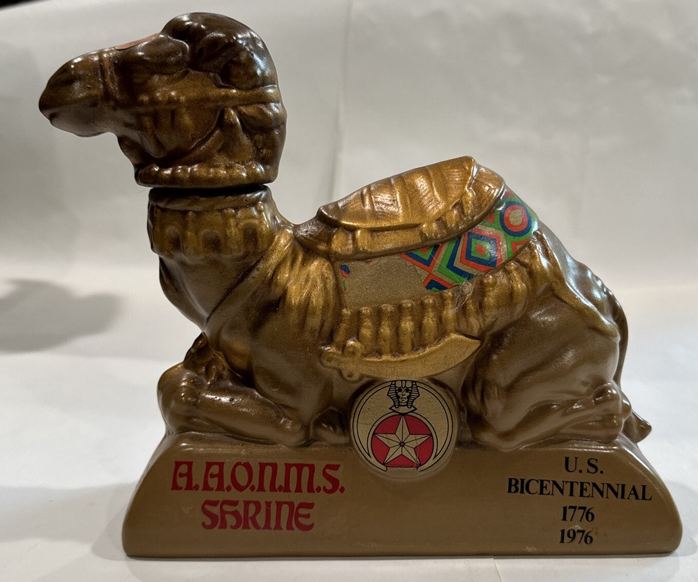 Rare Vintage Old Mr Boston Bicentennial A.A.O.N.M. Shrine Camel Whiskey Decanter-image