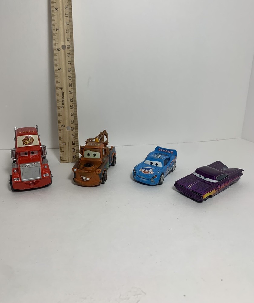 Disney Pixar Cars Lot of 4 Cars Metal Die cast Mack, Tow Mater, Dinoco, Ramone