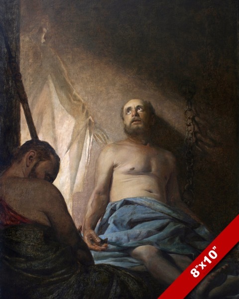 APOSTLE PETER IN PRISON & ANGEL PAINTING CHRISTIAN BIBLE ART REAL CANVAS PRINT