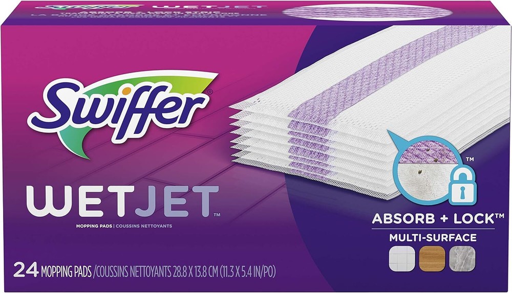 Swiffer WetJet Multi-Surface Floor Cleaner Pad Refill, 24 Count, Fresh Scent