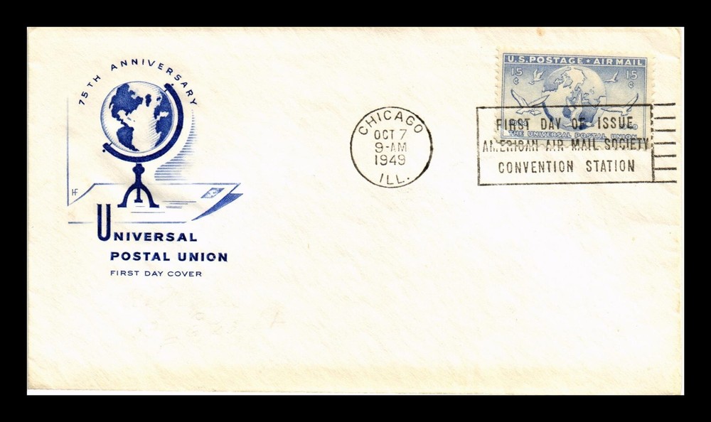Dr Jim Stamps US First Day Cover Scott C43 Air Mail Globe & Doves HF Cachet