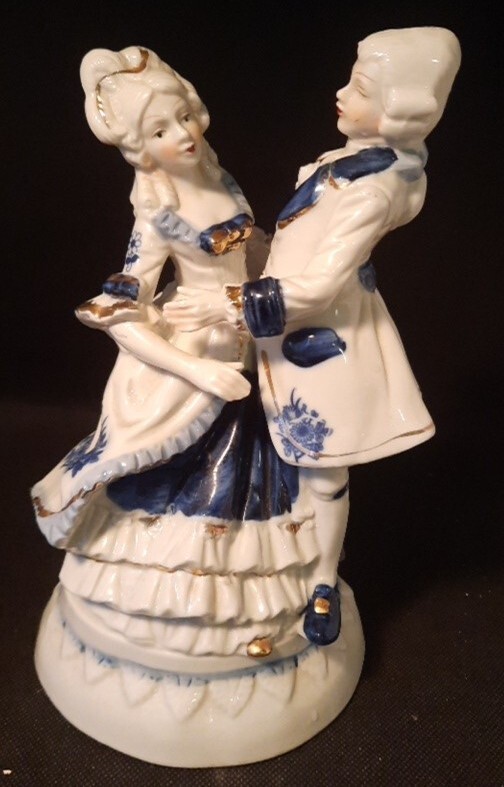 Vintage Porcelain Victorian Couple Lamp base Converted Into Large Figurine