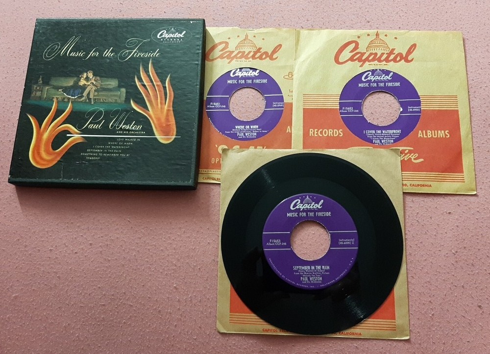 Paul Weston and His Orchestra 3 45 box set Music For the Fireside CCF 245 vg+