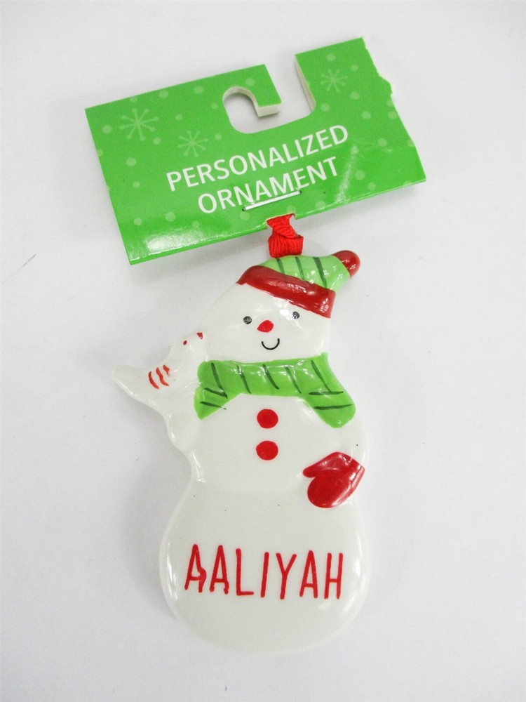 AALIYAH Personalized Snowman Ceramic Christmas Ornament by Ganz 3 Inch-image