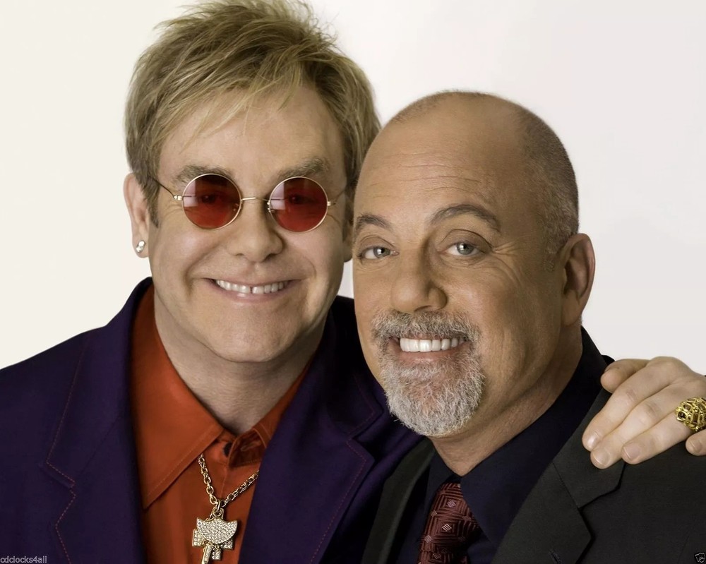 Glossy 4x6 Photo of Elton John and Billy Joel Smiling Together