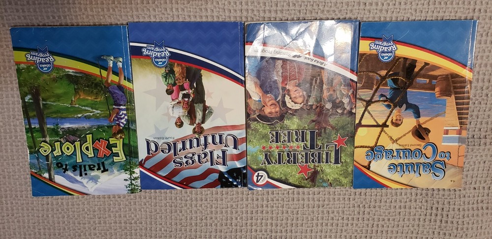 Abeka 4th Grade Reading Set: Trails to Explore, Flags Unfurled, Salute to Courage, Libe-image