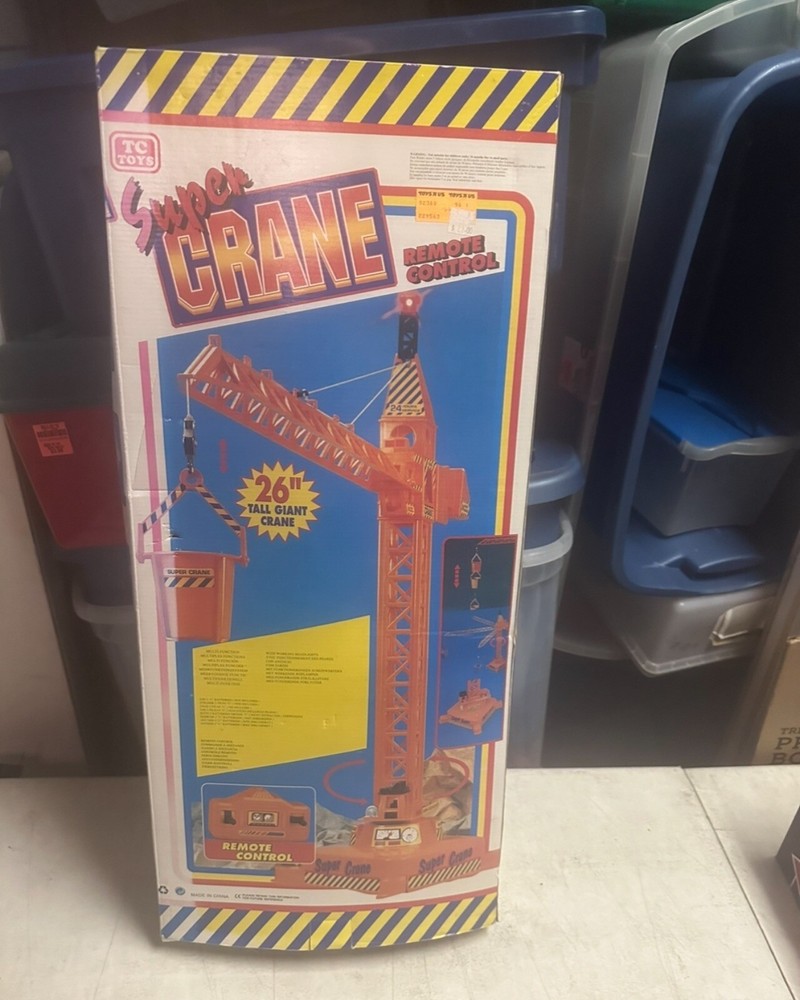Vintage TC Toys Giant Toy Super Crane Tower Remote Control 26”Tall New Old Stock