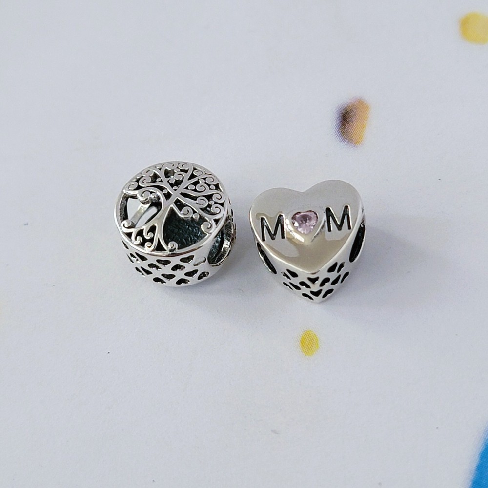Set Of 2 New Pandora Authentic Mom and Family Root Charms