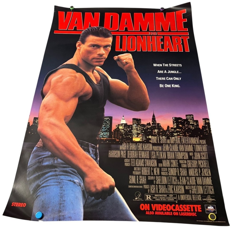 Lionheart 1990 Video Store Movie Poster Van Damme Action Universal 27