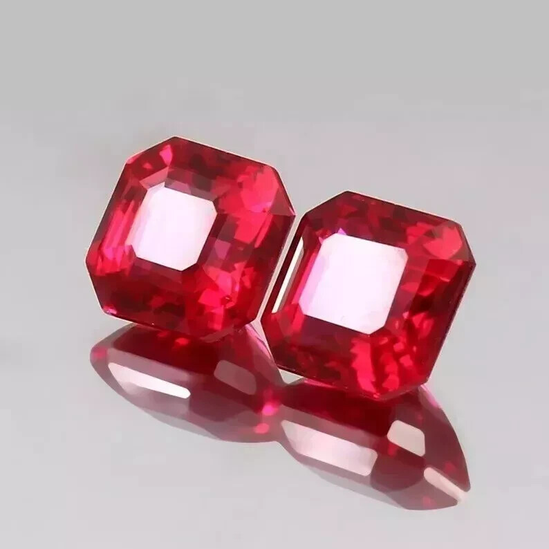 10ct Natural Burmese Red Ruby A+ Certified Loose Asscher Cut Gemstone