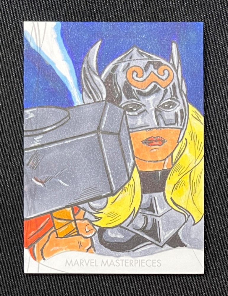 2020 Marvel Masterpieces Sketch Card Marlon Fernandes THOR (Jane) Comic Art 1/1