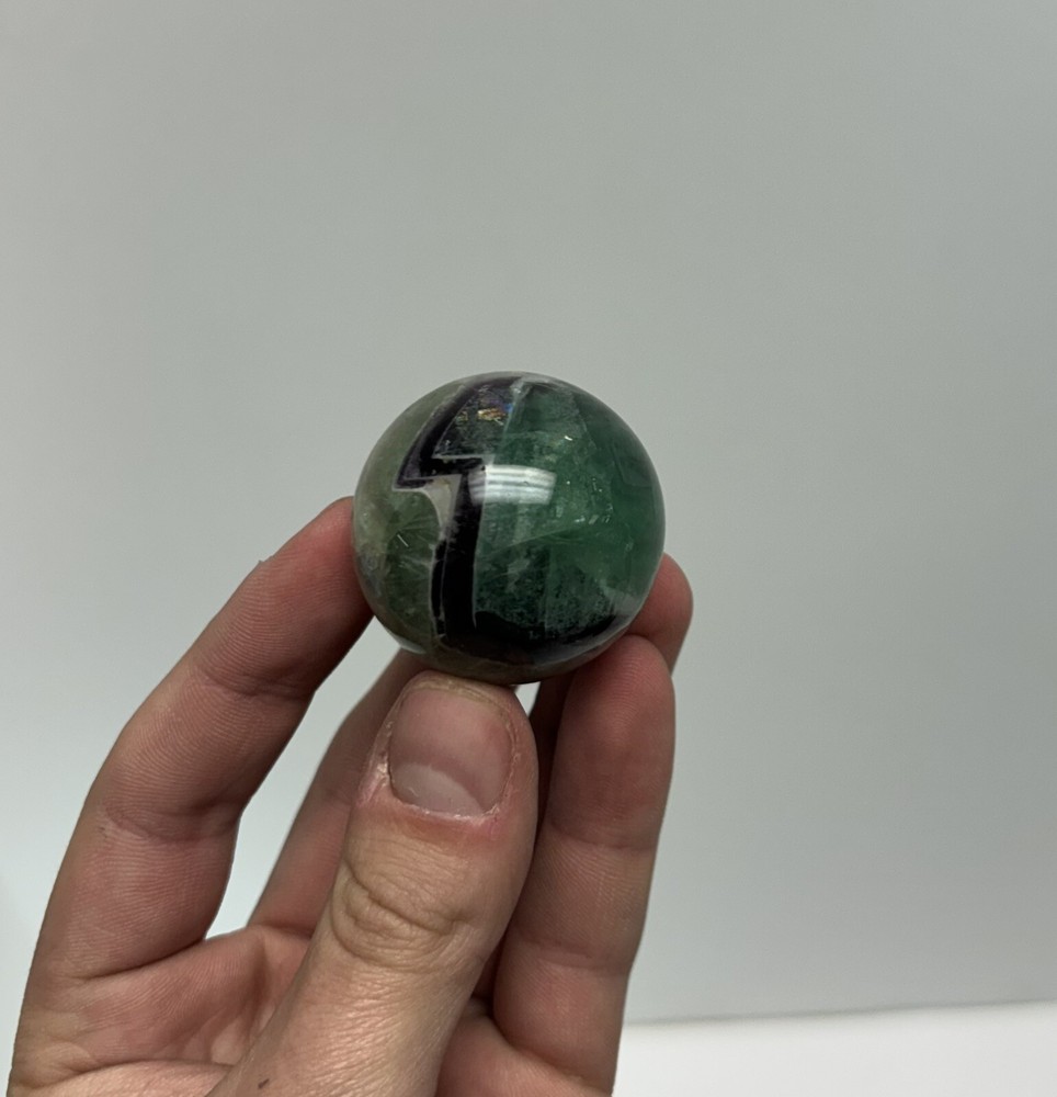 AAA Polished Purple & Green Fluorite Sphere with Unique Patterns