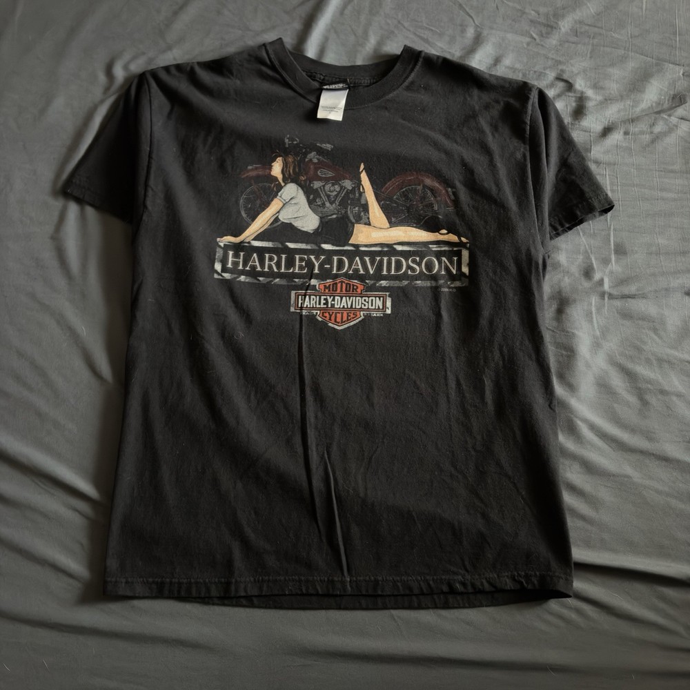 Vintage Harley Davidson Motorcycle Black Wolf Bistrol VA T-Shirt Size XL