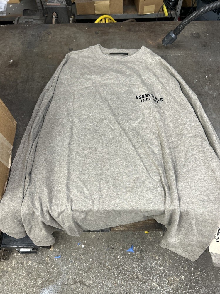 Fear of God Essentials Grey Long Sleeve Oversized Tee Size Large  