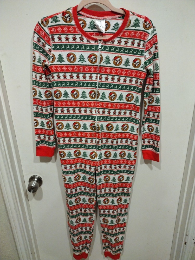 Buc-ee's Merry Christmas Thermal One Piece Union Suit Pajamas Sz Youth L-Cozy